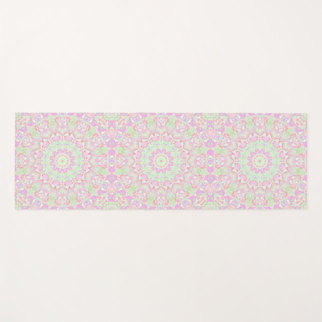 Boho Hippie Eclectic Funky Colorful Pastel Mandala Yoga Mat (Front (Horizontal))