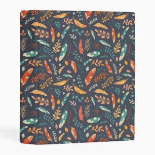 Boho Hippie Feather Pattern Mini Binder