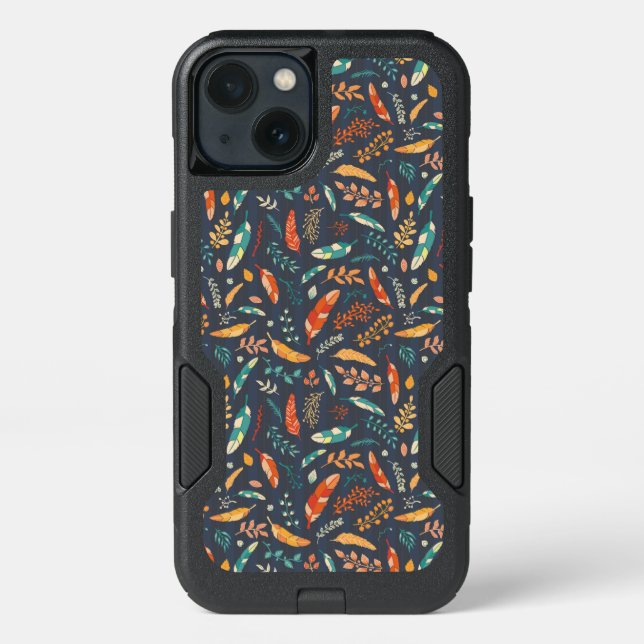 Boho Hippie Feather Pattern Otterbox iPhone Case (Back)