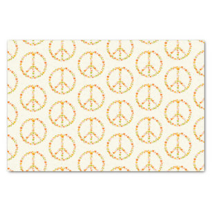 Boho Hippie Floral Peace Sign Pattern in Yellow  Tissue Paper