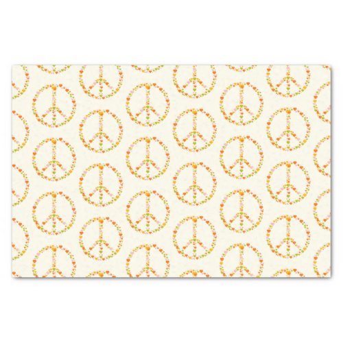 Boho Hippie Floral Peace Sign Pattern in Yellow  Tissue Paper