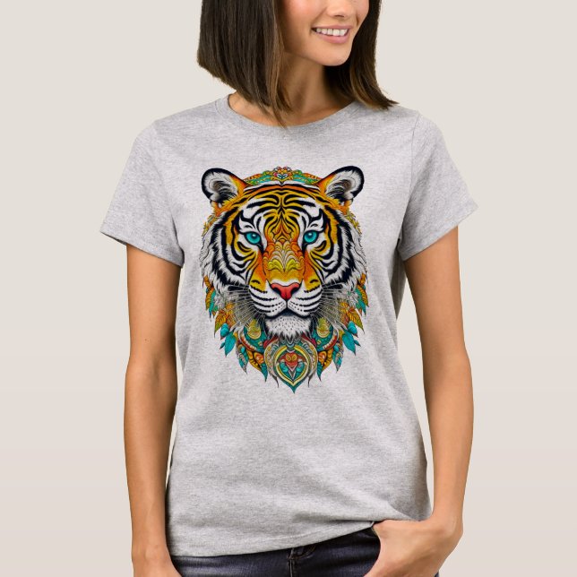 Boho Hippie Floral Year of the Tiger Art T-Shirt (Front)