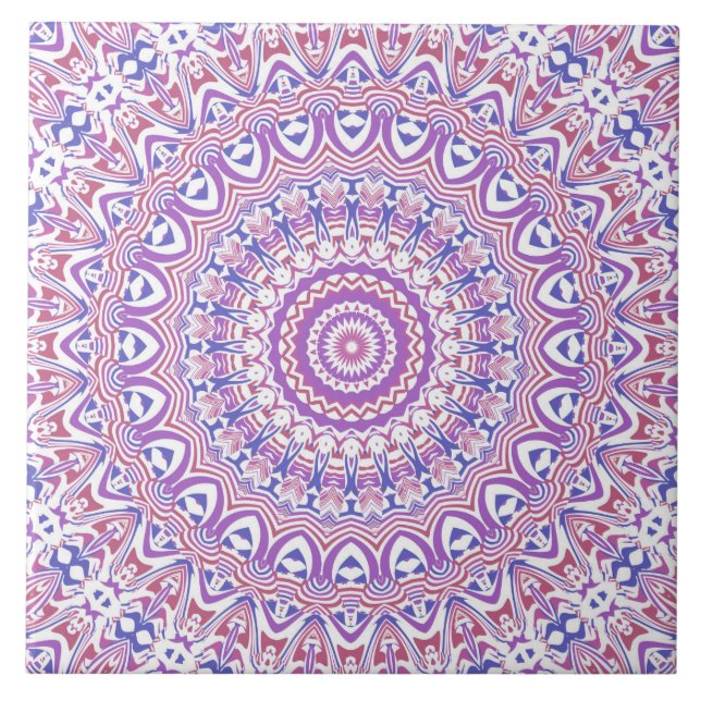 Boho Hippie Funky Groovy Bohemian Kaleidoscope Ceramic Tile (Front)