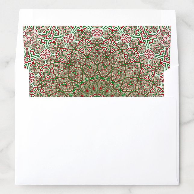 Boho Hippie Funky Trippy Ornate Christmas Mandala  Envelope Liner (In Envelope)