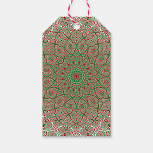 Boho Hippie Funky Trippy Ornate Christmas Mandala Gift Tags