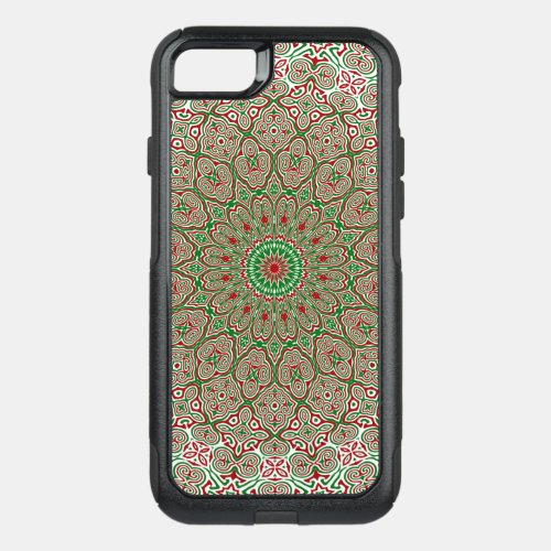 Boho Hippie Funky Trippy Ornate Christmas Mandala  OtterBox Commuter iPhone SE87 Case