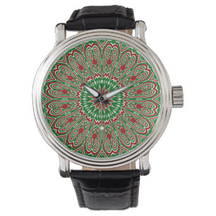 Boho Hippie Funky Trippy Ornate Christmas Mandala Watch