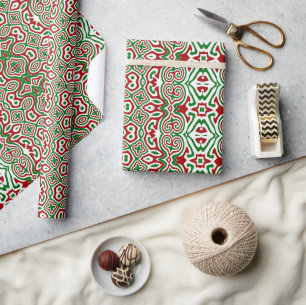Boho Hippie Funky Trippy Ornate Christmas Mandala Wrapping Paper