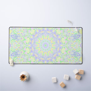 Boho Hippie Groovy Quirky Colorful Soft Pastel Desk Mat
