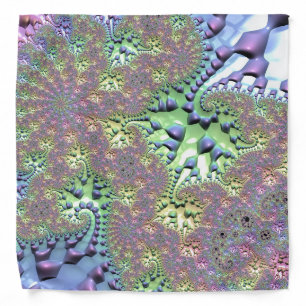 Boho Hippie Groovy Shiny Colorful Rainbow Fractal Bandana