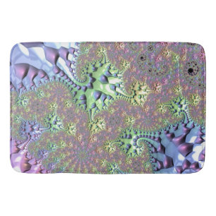 Boho Hippie Groovy Shiny Colorful Rainbow Fractal Bath Mat