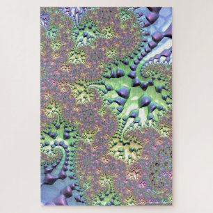 Boho Hippie Groovy Shiny Colorful Rainbow Fractal Jigsaw Puzzle