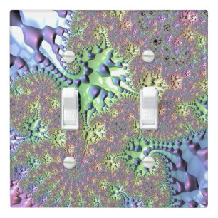 Boho Hippie Groovy Shiny Colorful Rainbow Fractal Light Switch Cover