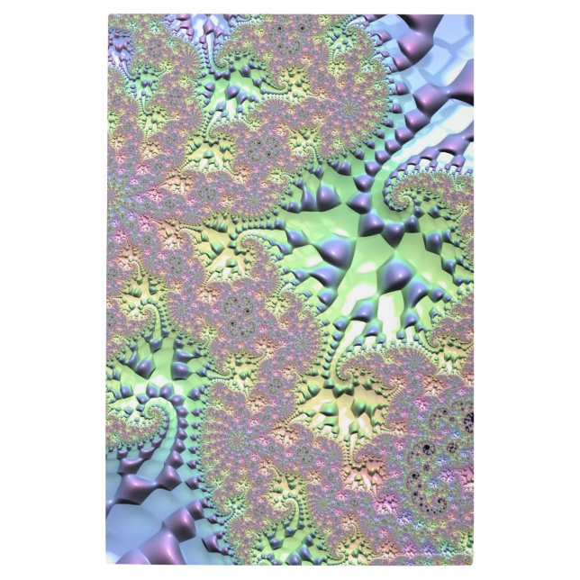 Boho Hippie Groovy Shiny Colorful Rainbow Fractal Metal Print (Front)