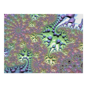 Boho Hippie Groovy Shiny Colorful Rainbow Fractal Poster