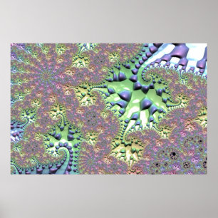 Boho Hippie Groovy Shiny Colorful Rainbow Fractal Poster