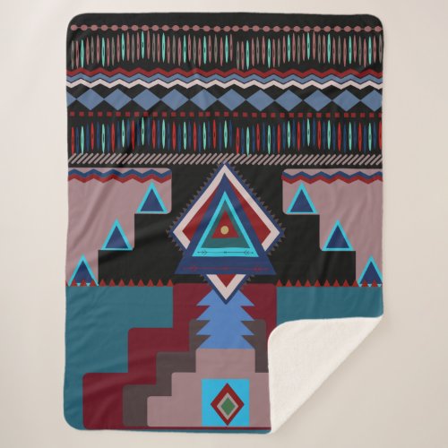 Boho Hippie Native Indian Pattern Sherpa Blanket