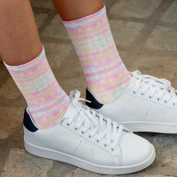 Boho hippie pastel rainbow unicorn tie dye pink  socks