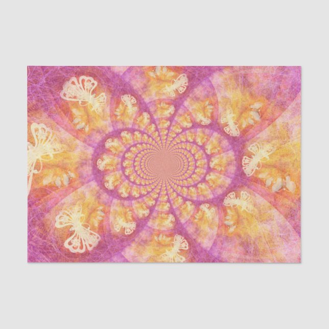 Boho Hippie Purple Gold Kaleidoscope Butterflies Tissue Paper (Front)