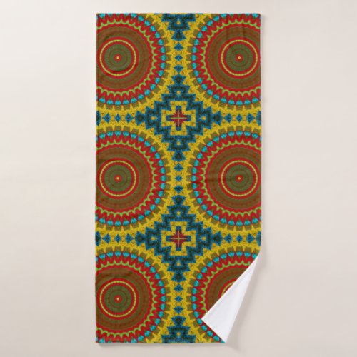  Boho Hippie Red Yellow Blue Vintage Tribal Ethnic Bath Towel