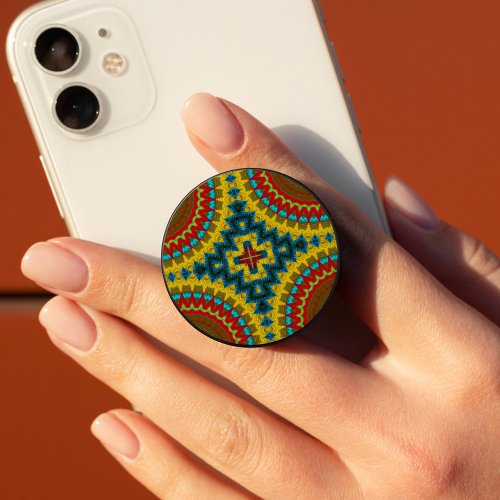  Boho Hippie Red Yellow Blue Vintage Tribal Ethnic PopSocket