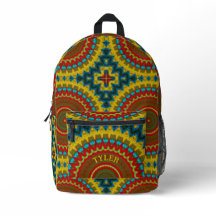 Boho Hippie Red Yellow Blue Vintage Tribal Ethnic