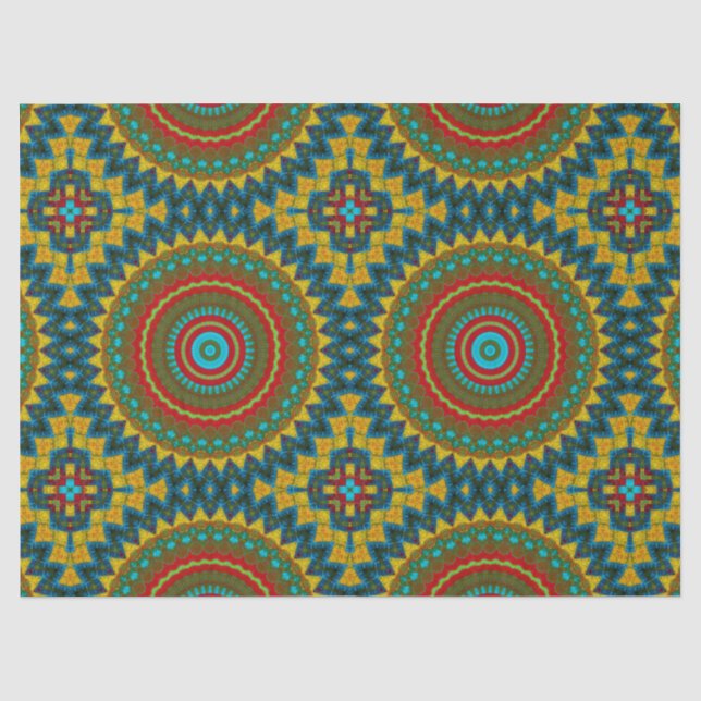  Boho Hippie Red Yellow Blue Vintage Tribal Ethnic Tissue Paper (Front)