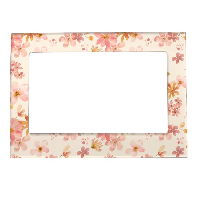 Boho hippie rustic earthy natural flowers magnetic frame (Front)