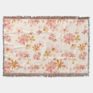 Boho hippie rustic earthy natural flowers throw blanket