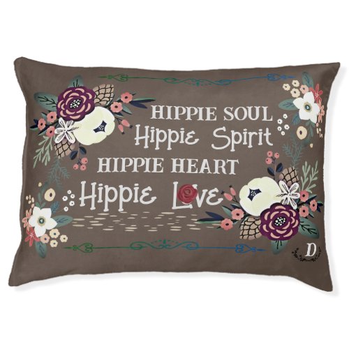 Boho Hippie Spirit Heart Love Floral Bronze Dog Pet Bed