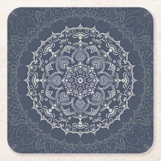 Boho Hippie Tibetan Style Blue Intricate Mandala 