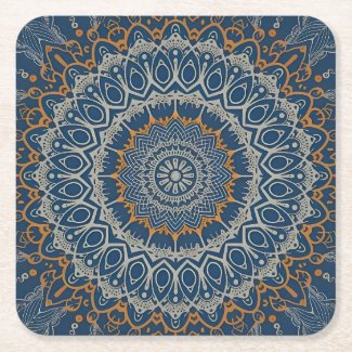 Boho Hippie Tibetan Style Intricate Blue Mandala