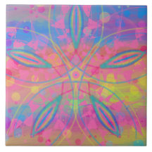 Boho Hippie Tie Dye Neon Pastel Mandala Abstract