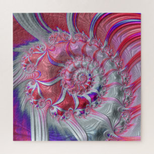 Boho Hippie Trippy Funky Nautilus Spiral Fractal Jigsaw Puzzle