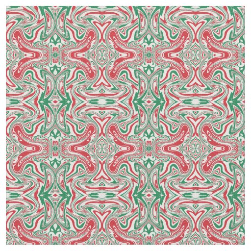 Boho Hippie Trippy Retro Swirly Christmas Pattern Fabric