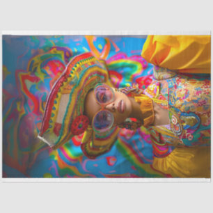 Boho Hippie Vibrantly Colored Lady Decoupage Tissue Paper