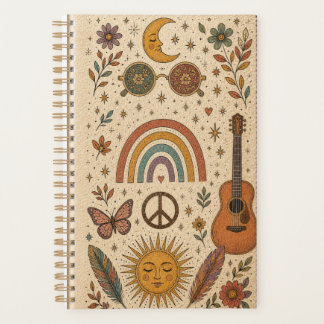Boho hippie vintage retro look planner