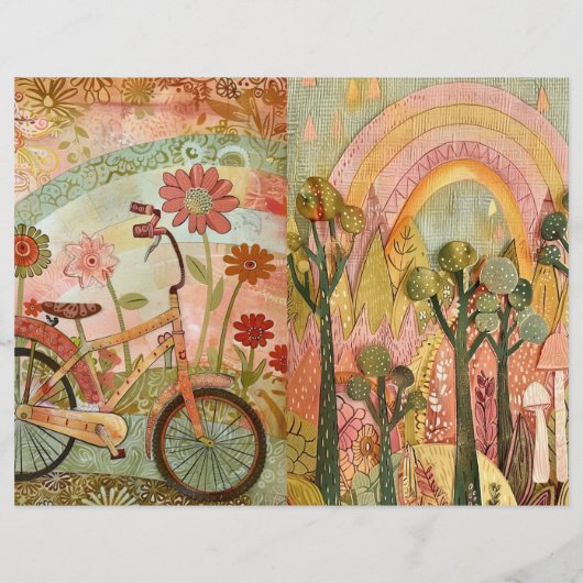 Boho Hippie Woods Bike Junk Journal Paper (Back)