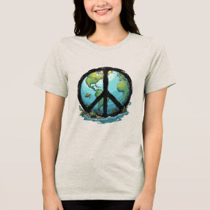 Boho Hippy 60s 70s Peace Love Tri-Blend Shirt