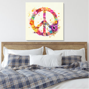 Boho Hippy 60s 70s Peace Sign Canvas Print
