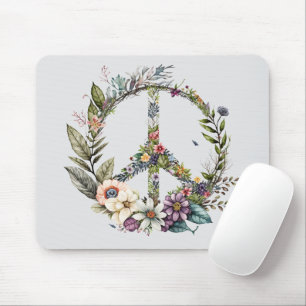 Boho Hippy 60s 70s Peace Sign Mouse Pad