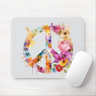 Boho Hippy 60s 70s Peace Sign Mouse Pad