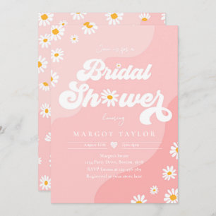 Boho Hippy Vibes Pink Daisy Festival Bridal Shower Invitation