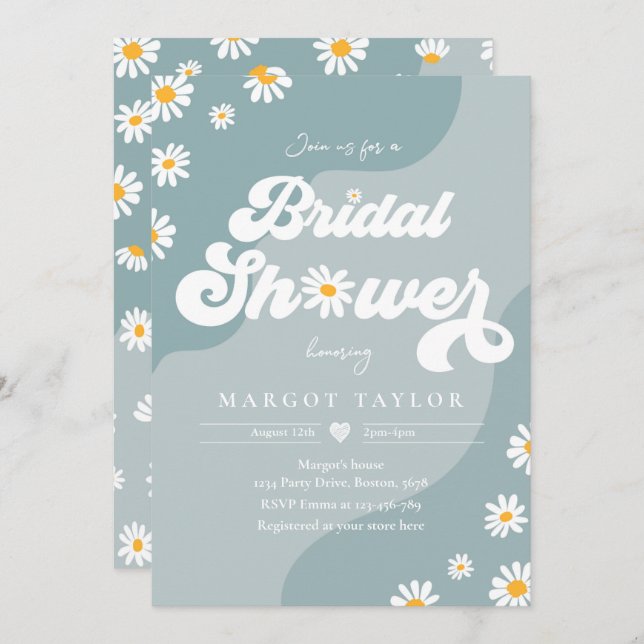 Boho Hippy Vibes Sea Blue Festival Bridal Shower  Invitation (Front/Back)