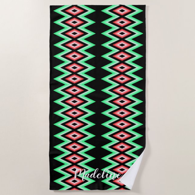Boho hispanic colorful  beach towel (Front)
