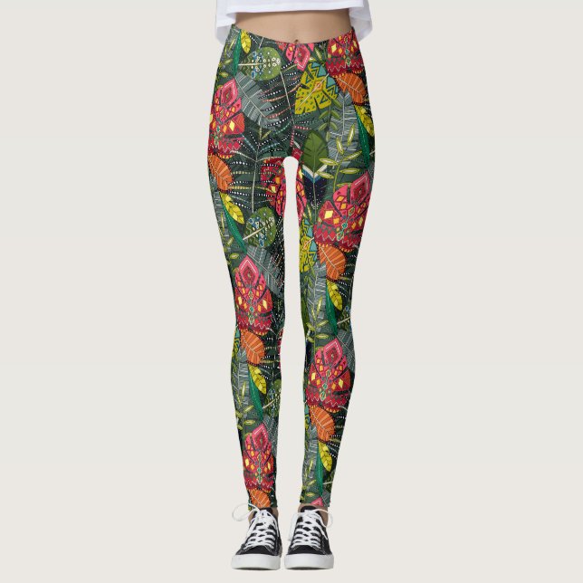 boho hojas forest leggings (Front)