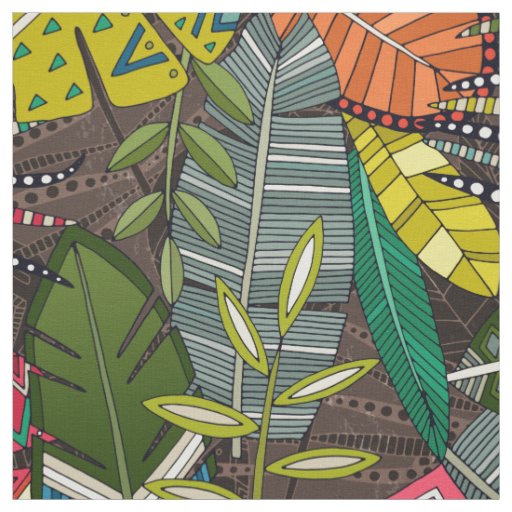 boho hojas walnut fabric