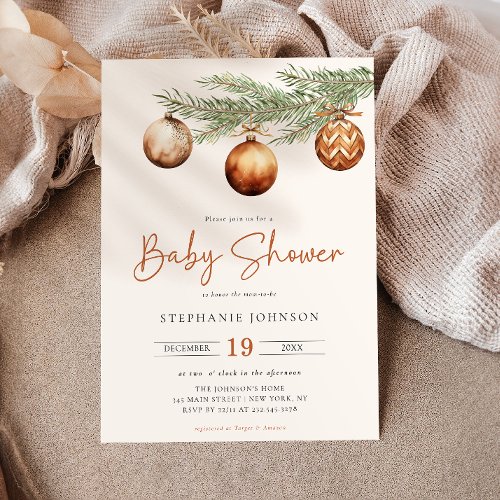 Boho Holiday Baby Shower Winter  Invitation