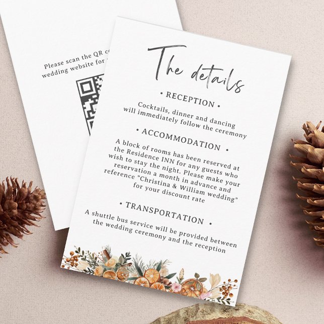 Boho Holiday Botanical Wedding Details Enclosure Card (Creator Uploaded)