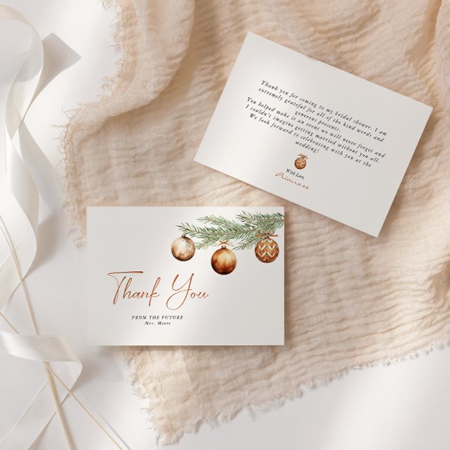 Boho Holiday Bridal Shower Winter Thank You Card (Creator Uploaded)